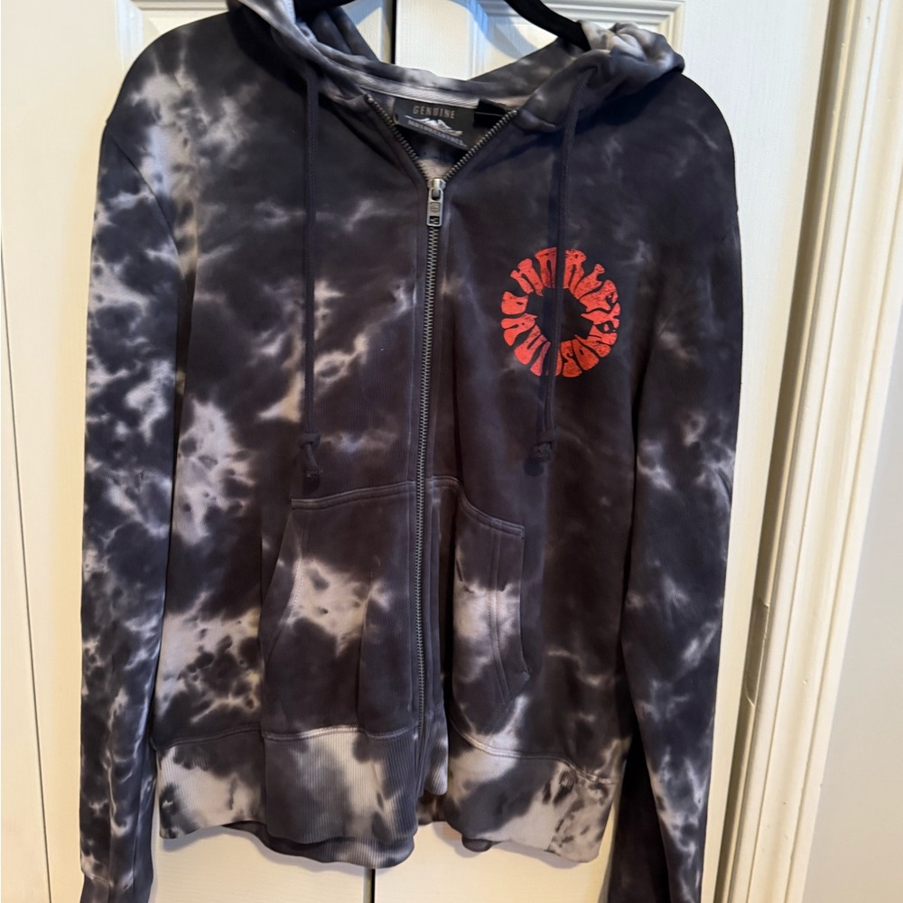 Crafted Tie-Dye Retro Hoodie with HD Orange Graphic